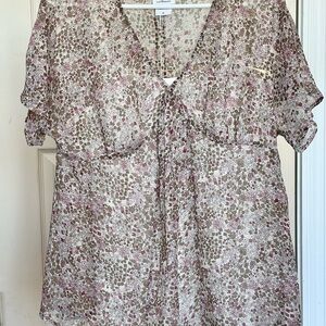 Oh Baby by Motherhood Pink and Brown Patterned Blouse